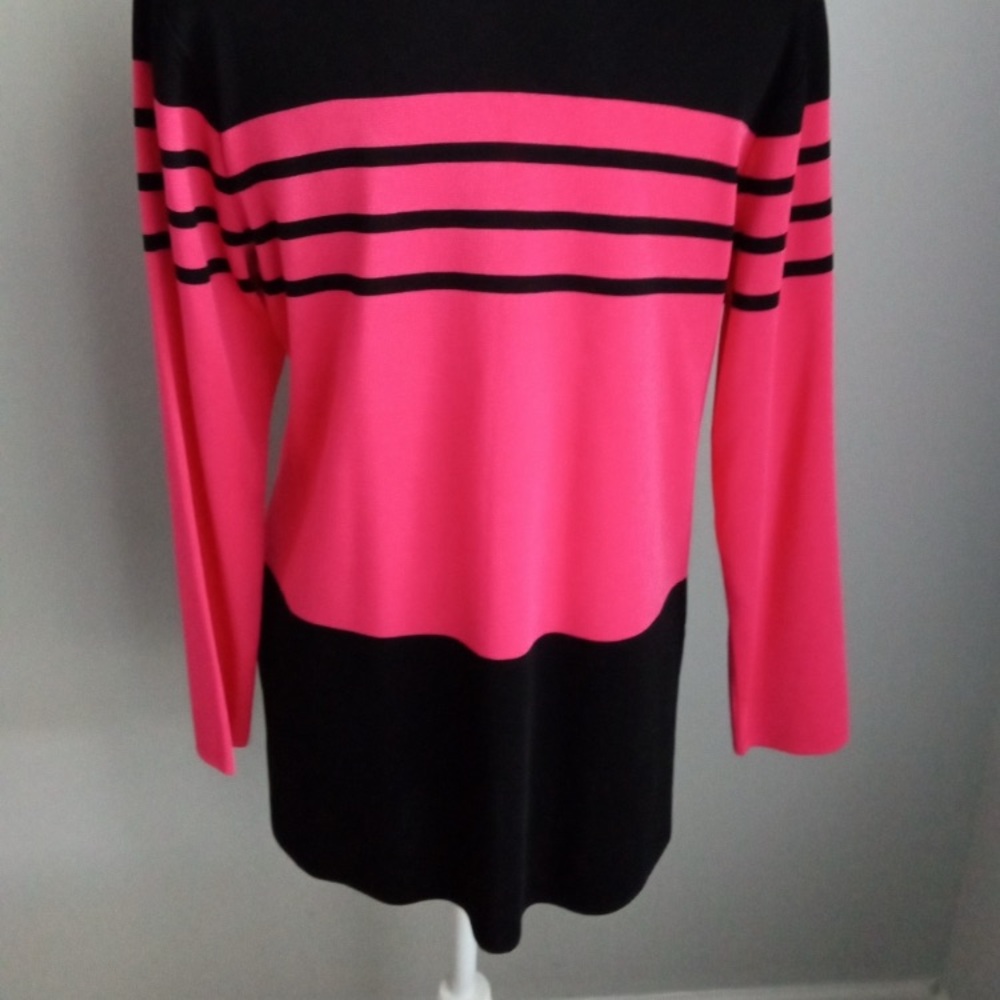 Misook black & pink striped cardigan sweater size petite small - Picture 7 of 10